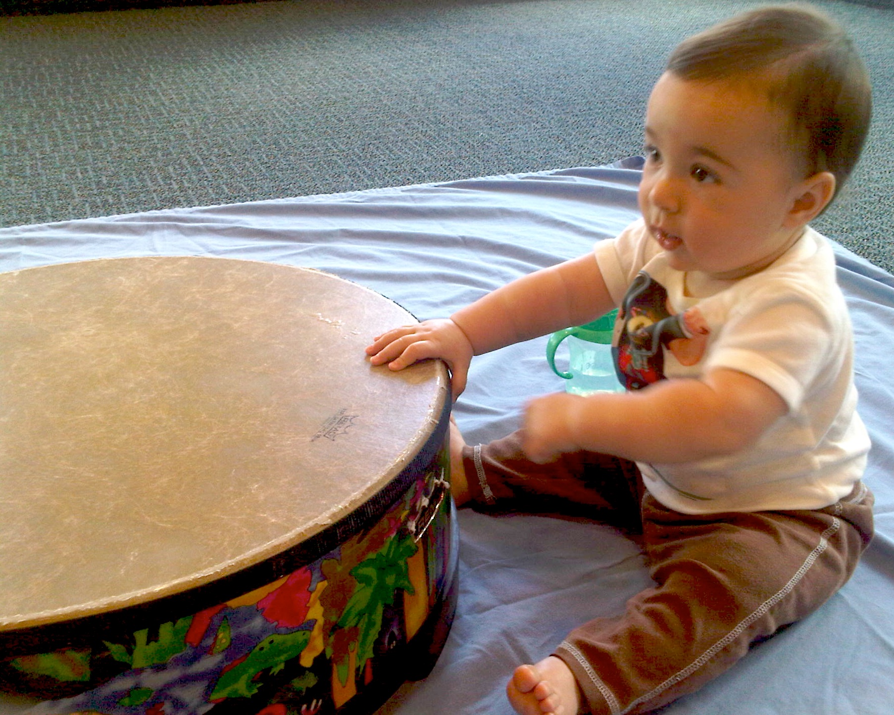 Toddler in music class