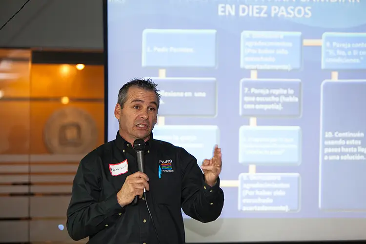 Francisco Robledo teaches conflict resolution skills at Dominican Embassy.