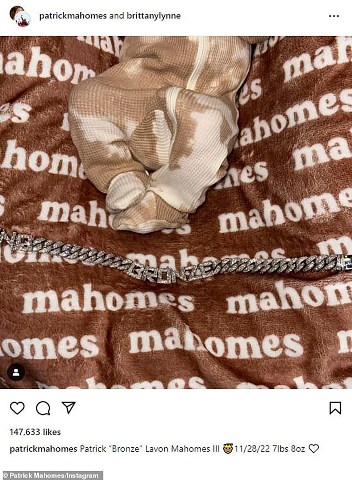 Kansas City Chiefs QB Patrick Mahomes celebrates fatherhood ...