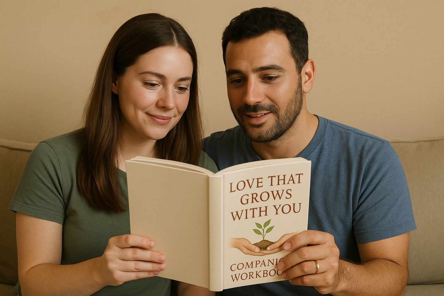 Couple read Love That Grows With You book