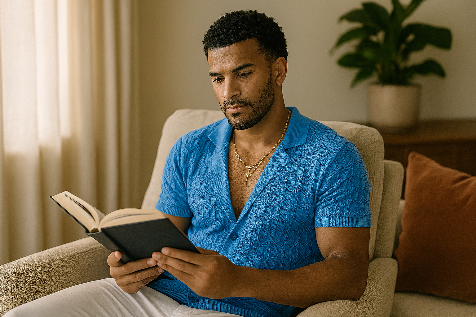 Jeremiah Brown reading a book